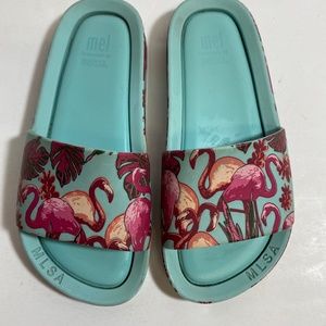 Mel By Melissa Mini Flamingo Beach Slide Sandals
